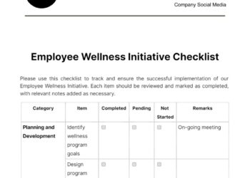 Free Employee Wellness Initiative Checklist Template to Edit Online